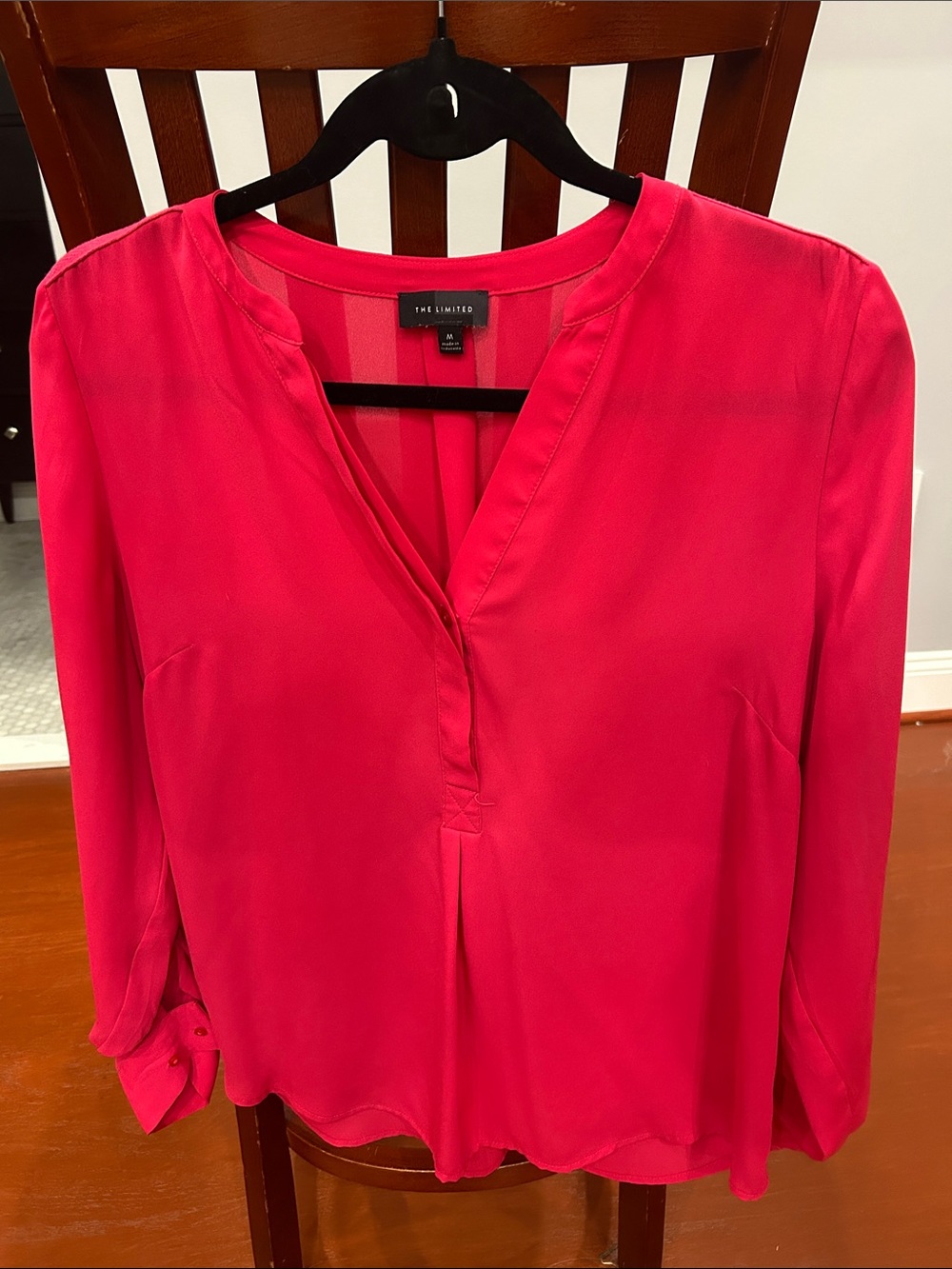 The Limited Women's Hot Pink V-Neck Split Blouse